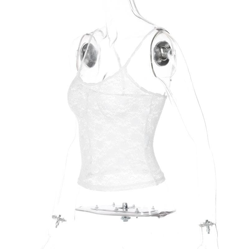 U neck see through lace backless cami top  | Festival Outfits Women