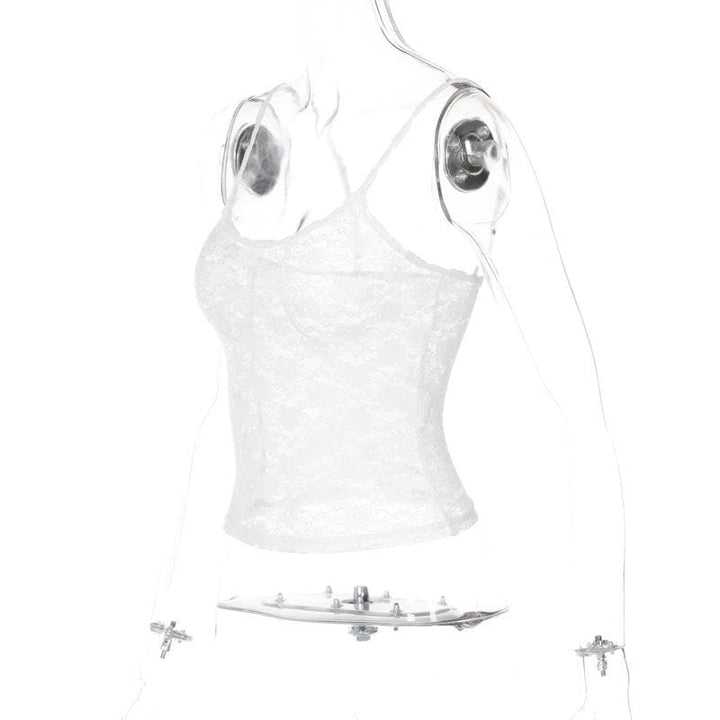 U neck see through lace backless cami top  | Festival Outfits Women
