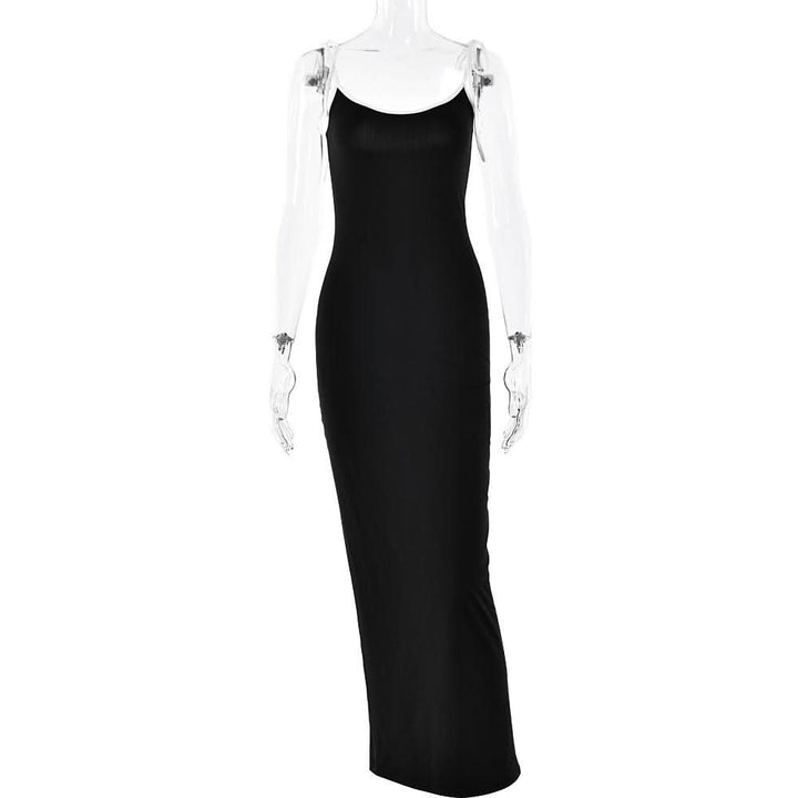 Cross back self tie u neck low cut cami maxi dress  | Festival Outfits Women