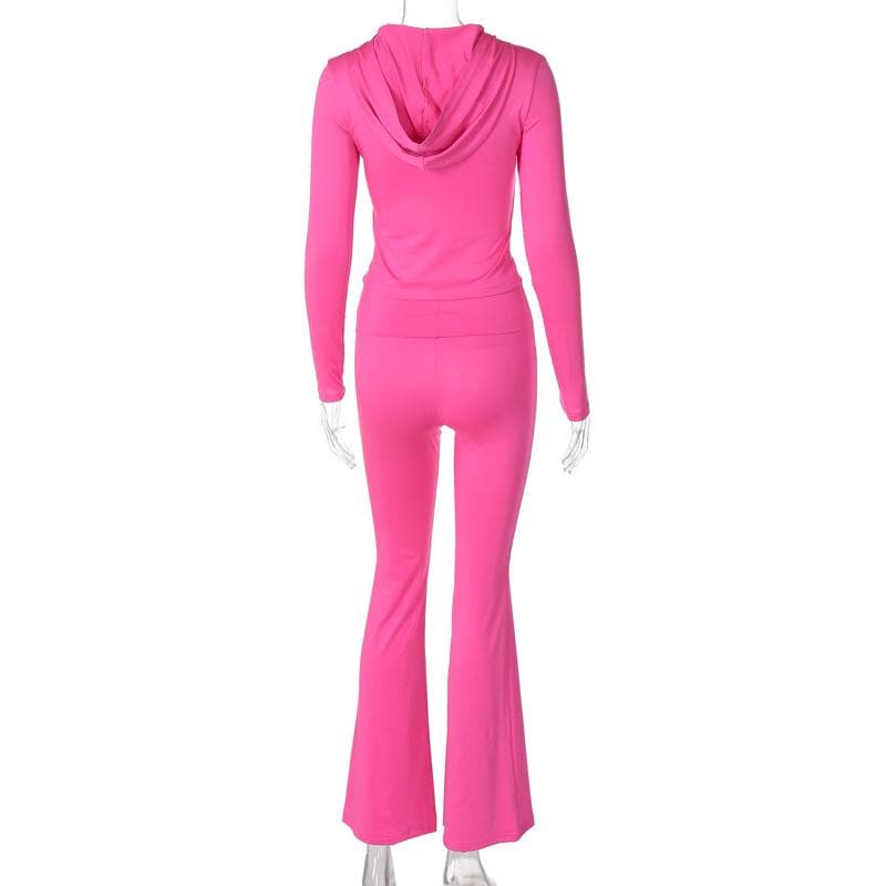 Long sleeve hoodie zip-up high rise pant set  | Festival Outfits Women