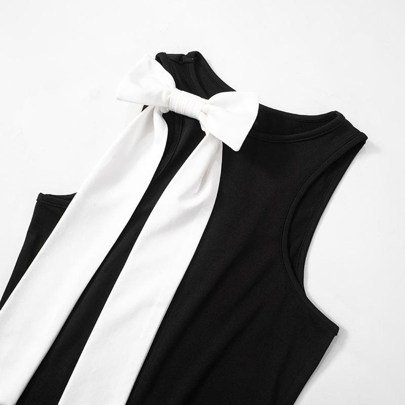 Crew neck bowknot applique tank top  | Festival Outfits Women