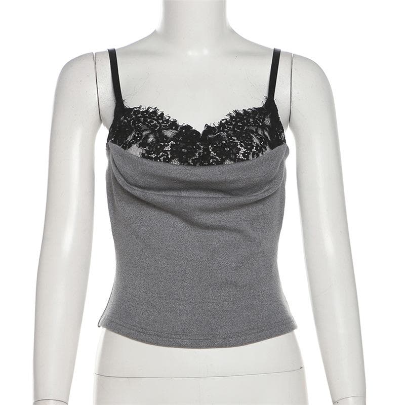 Kayan ado na lace patchwork ruched contrast cami top | Kayan bikin mata