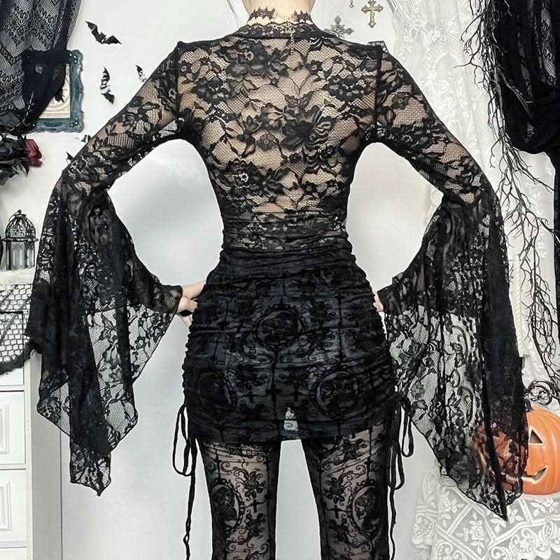 Long sleeve v neck lace top  | Festival Outfits Women