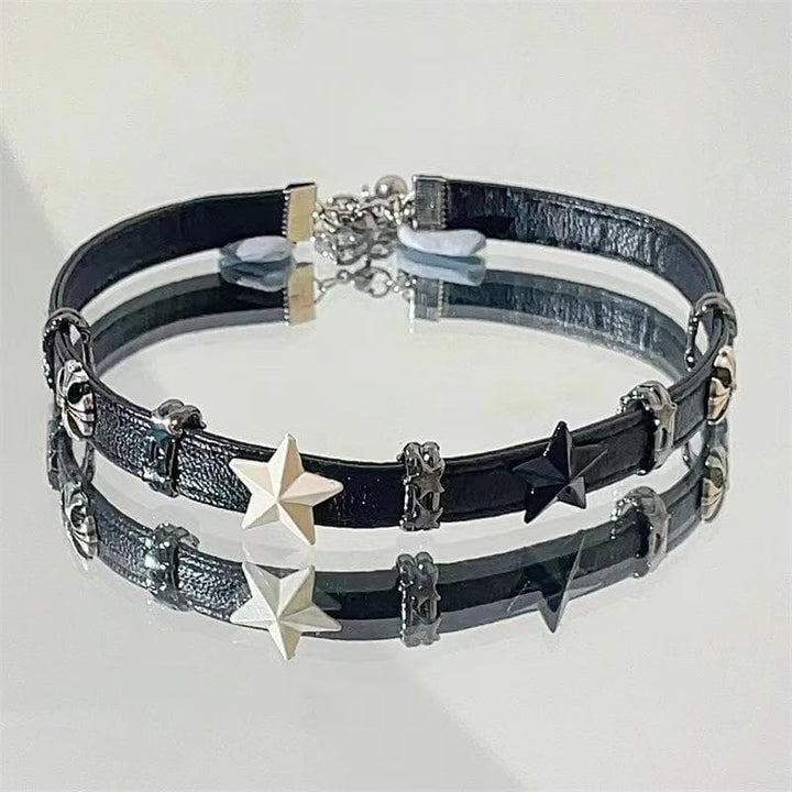 PU leather star decor adjustable choker necklace  | Festival Outfits Women