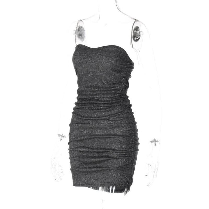 Textured solid ruched backless tube mini dress-final-sale  | Festival Outfits Women