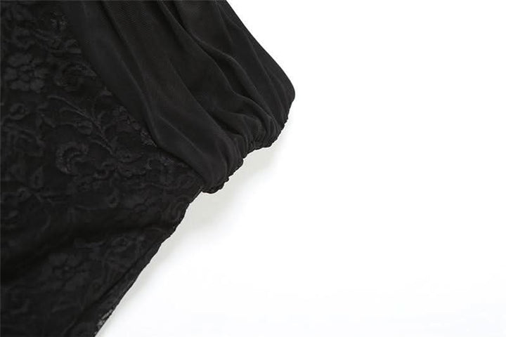 Lace mesh patchwork ruched ruffle midi skirt  | Festival Outfits Women