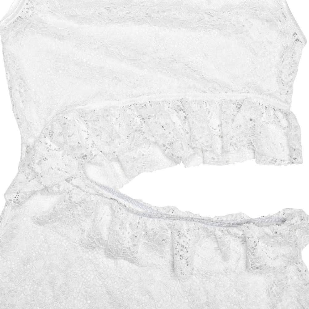 Crewneck hollow out lace ruched see through cut out maxi dress  | Festival Outfits Women