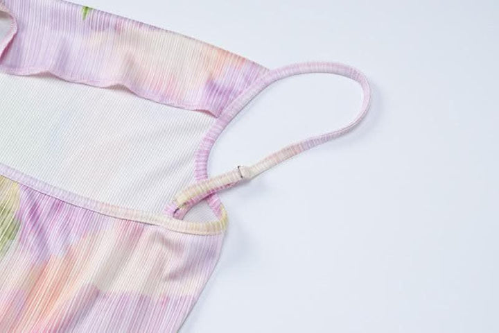 Backless cowl neck v neck contrast print cami maxi dress-final-sale  | Festival Outfits Women