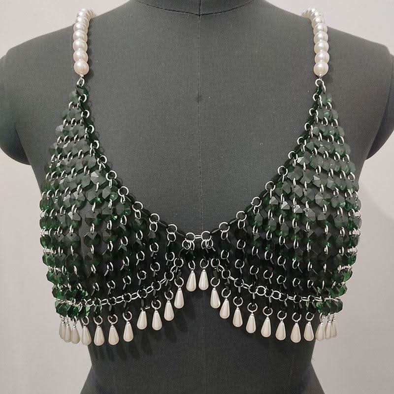 Crystal v neck tassels hollow out cami cut out top  | Festival Outfits Women