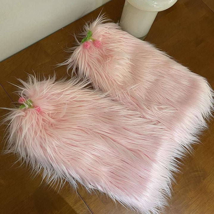 Furry cherry decor leg warmer  | Festival Outfits Women