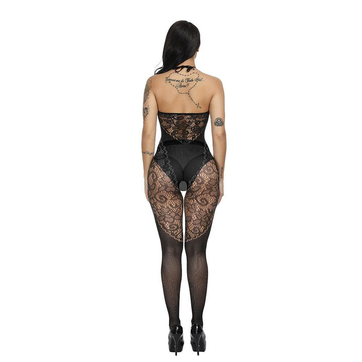 Halter patchwork lace backless bodystocking  | Festival Outfits Women