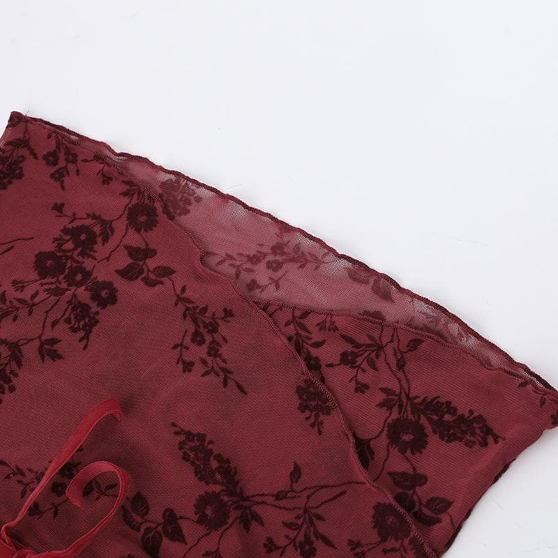 Flared sleeve off shoulder flower pattern top  | Festival Outfits Women