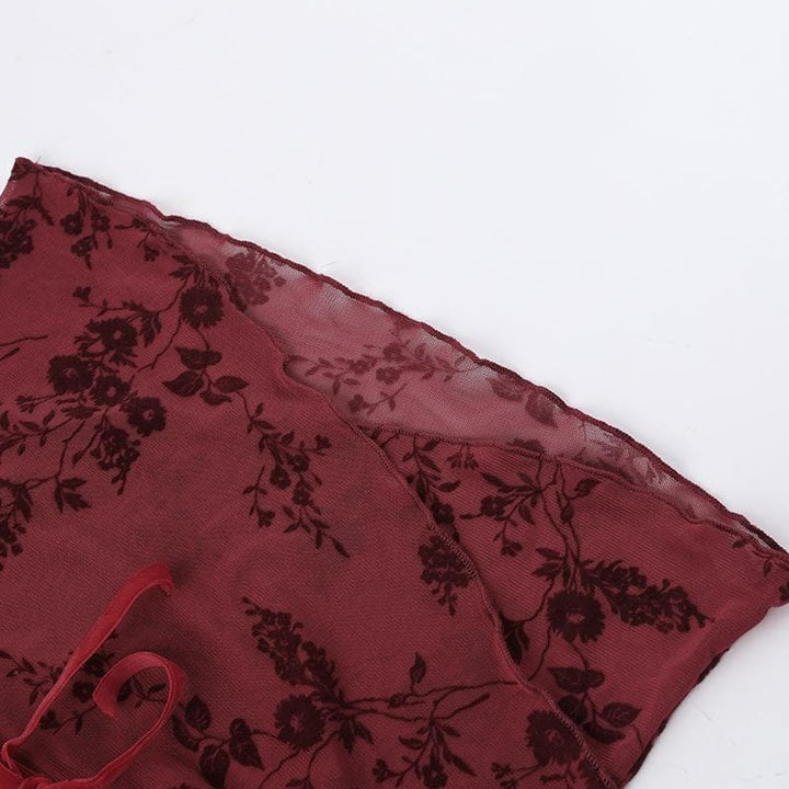 Flared sleeve off shoulder flower pattern top  | Festival Outfits Women