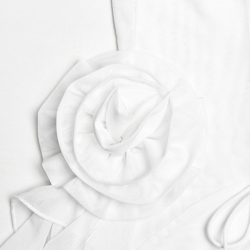 U neck bustier ruffle flower applique tube mini dress  | Festival Outfits Women