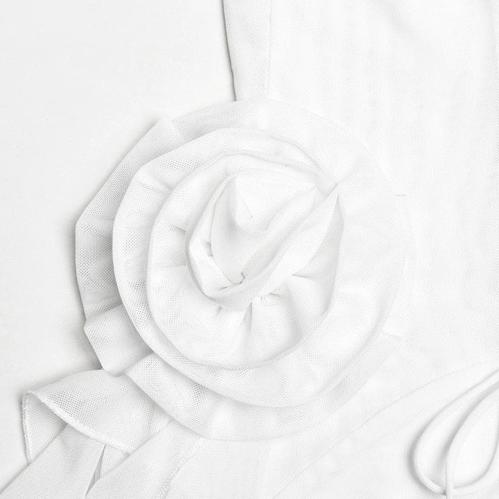 U neck bustier ruffle flower applique tube mini dress  | Festival Outfits Women