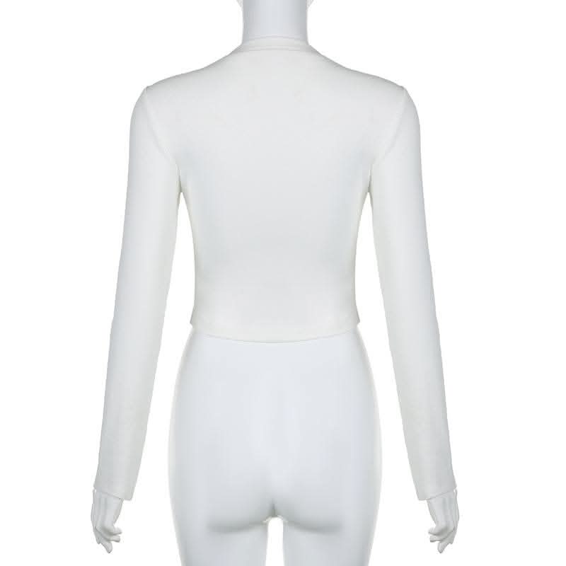 Bowknot pattern contrast long sleeve crewneck top-final-sale  | Festival Outfits Women