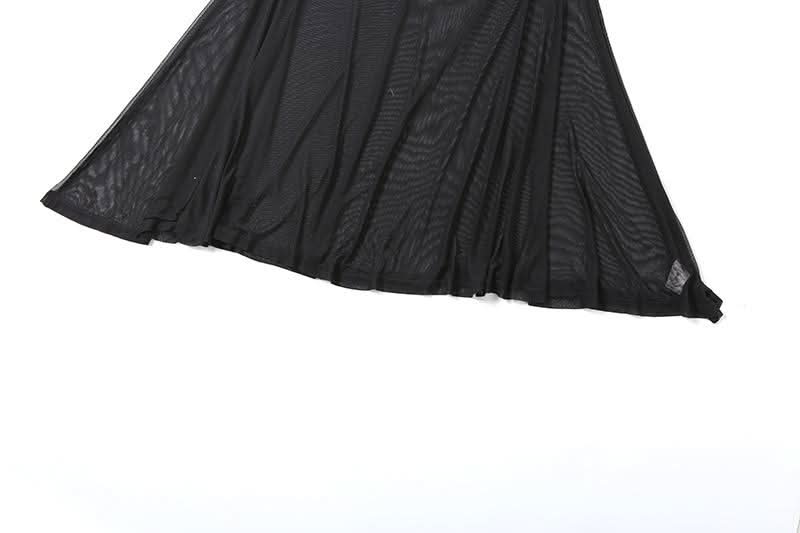 Ruched mesh patchwork maxi skirt  | Festival Outfits Women