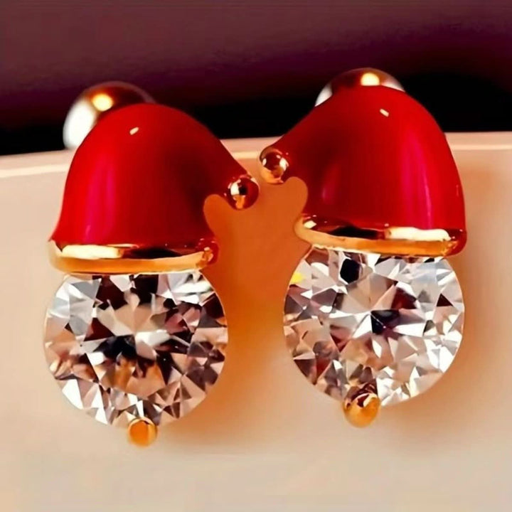 Rhinestone santa hat decor stud earrings  | Festival Outfits Women