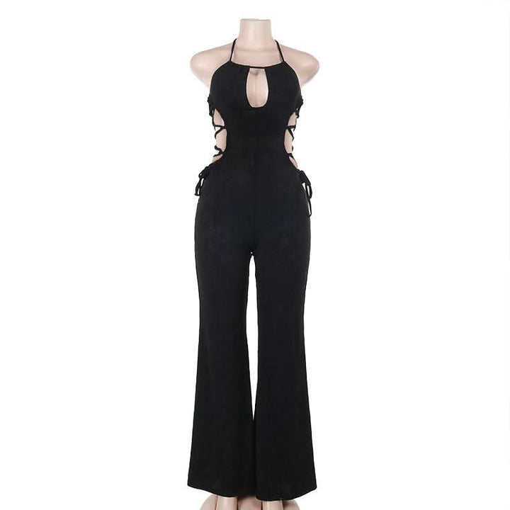 Halter hollow out self tie jumpsuit  | Festival Outfits Women