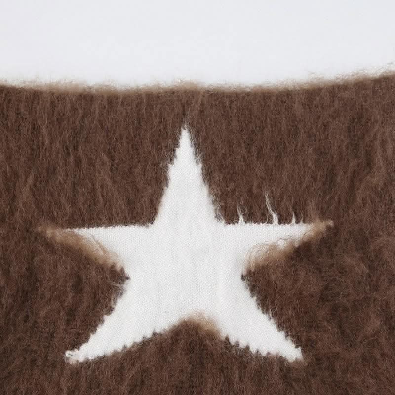 Contrast star pattern fluffy cap-final-sale
