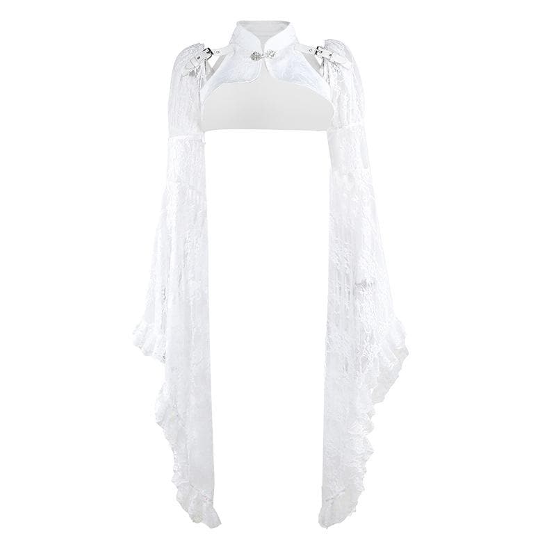 Long flared sleeve lace buckle shrug top  | Festival Outfits Women