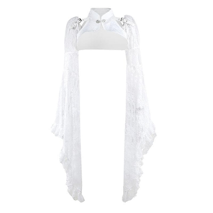 Long flared sleeve lace buckle shrug top  | Festival Outfits Women