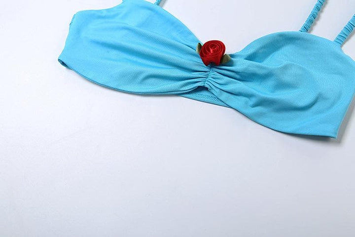 V neck rose applique contrast 2 piece cami top  | Festival Outfits Women