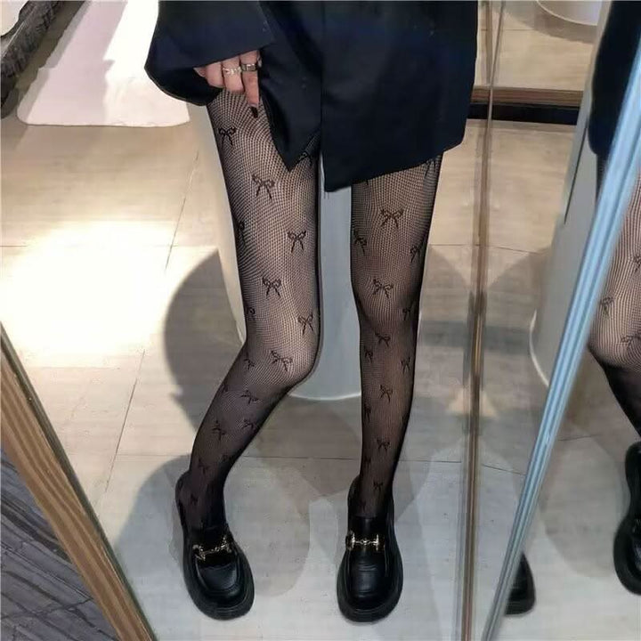 Bowknot pattern fishnet tights  | Festival Outfits Women