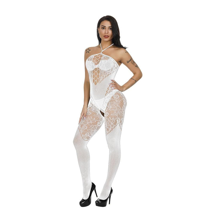 Halter patchwork lace backless bodystocking  | Festival Outfits Women