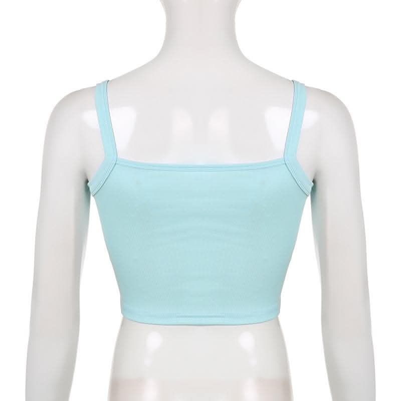 Star pattern square neck contrast cami crop top-final-sale  | Festival Outfits Women