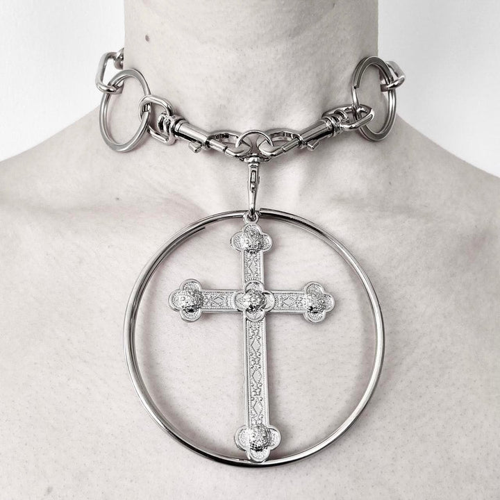 Cross pendant o ring choker necklace  | Festival Outfits Women