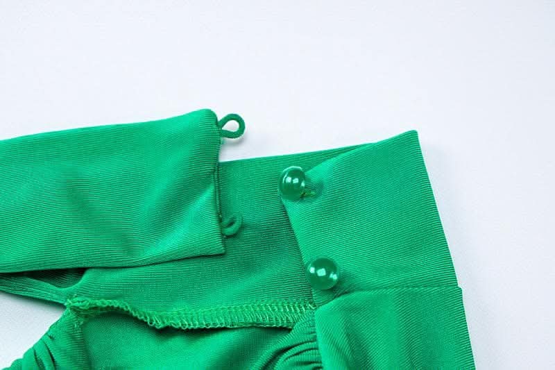 V neck solid ruched gloves high neck long sleeve bodysuit-final-sale  | Festival Outfits Women