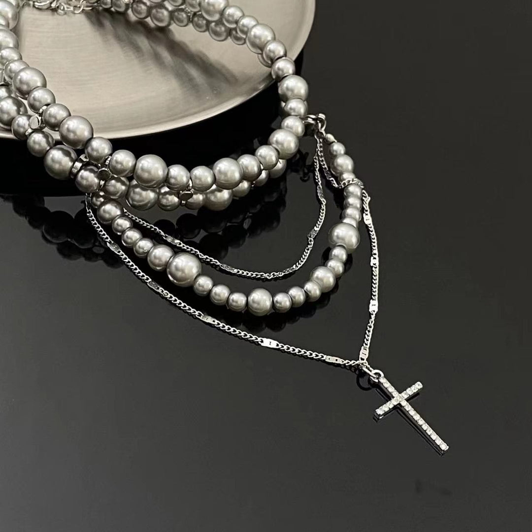 Beaded layered cross choker necklace  | Festival Outfits Women