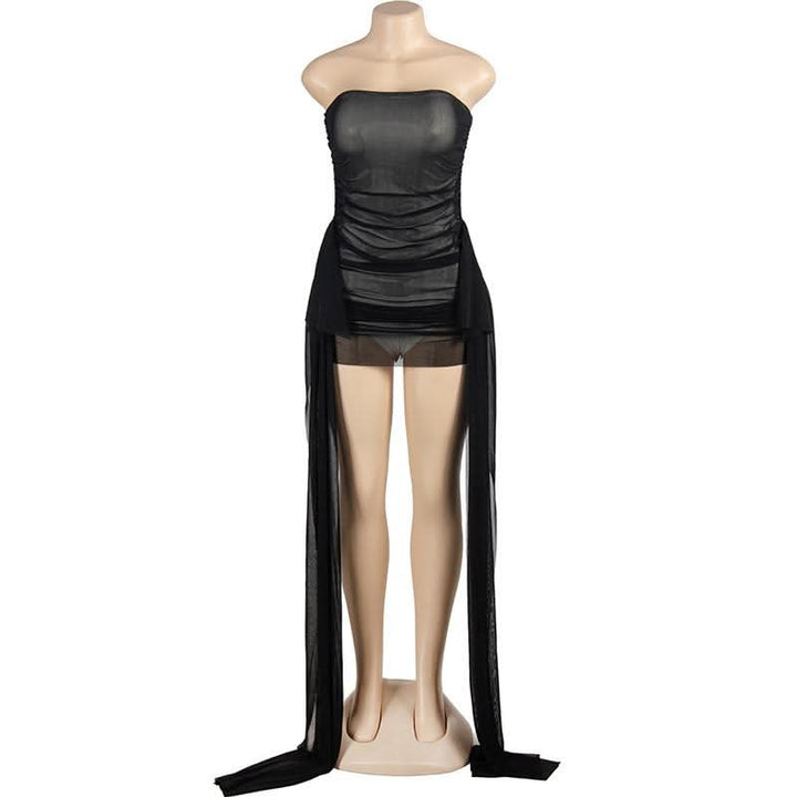 Backless mesh ruched tube mini dress  | Festival Outfits Women