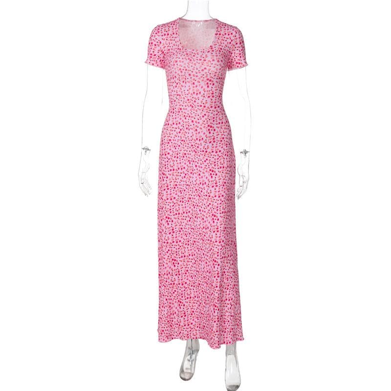 U neck flower print lace up maxi dress  | Festival Outfits Women