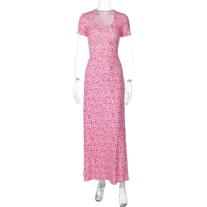 U neck flower print lace up maxi dress  | Festival Outfits Women