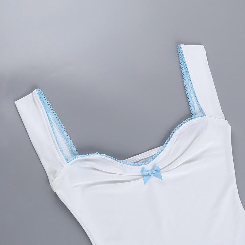 Ruched bowknot lace hem cami top | Kayan Biki na Mata