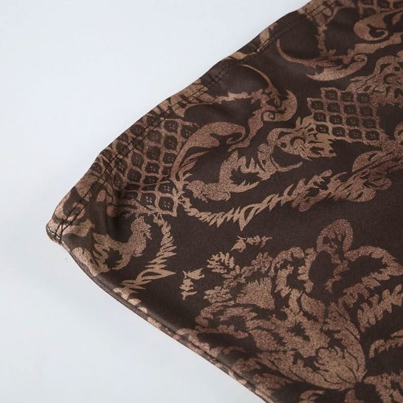 Print contrast backless tube top  | Festival Outfits Women