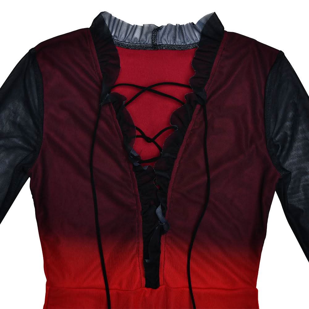 Long flared sleeve ruffle lace up mesh midi dress  | Festival Outfits Women