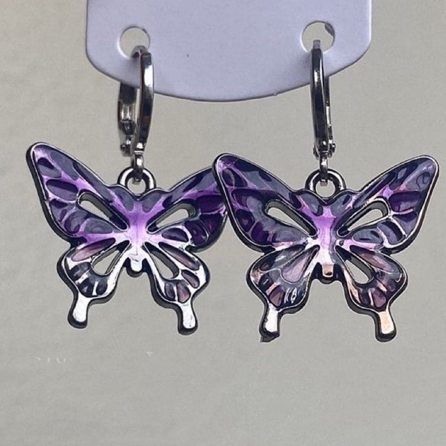 Butterfly pendant contrast drop earrings  | Festival Outfits Women