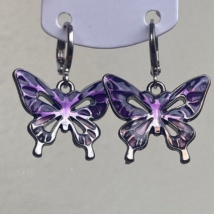 Butterfly pendant contrast drop earrings  | Festival Outfits Women