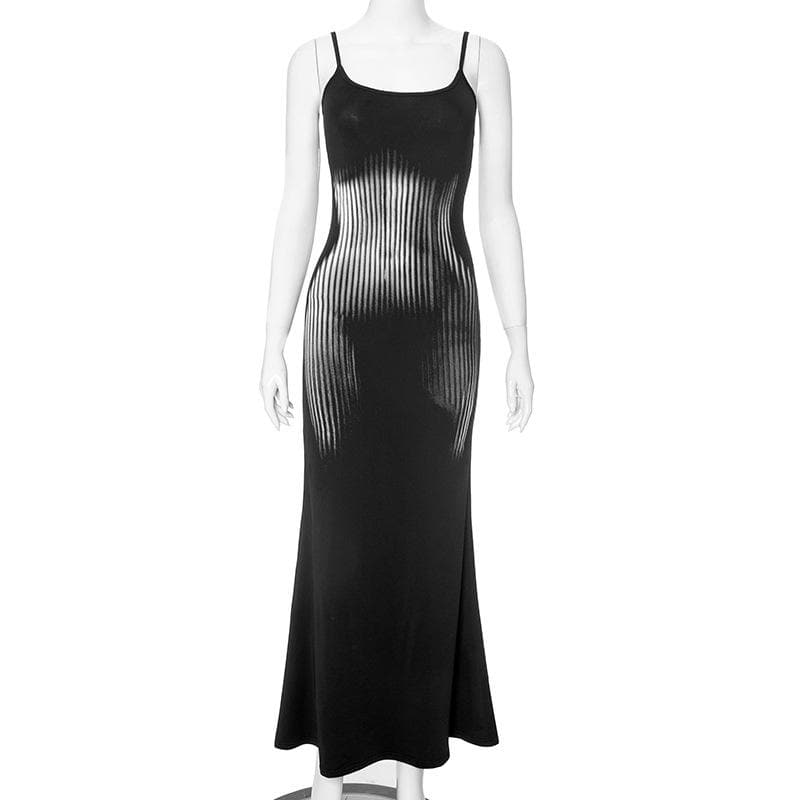 Body print u neck contrast cami maxi dress  | Festival Outfits Women
