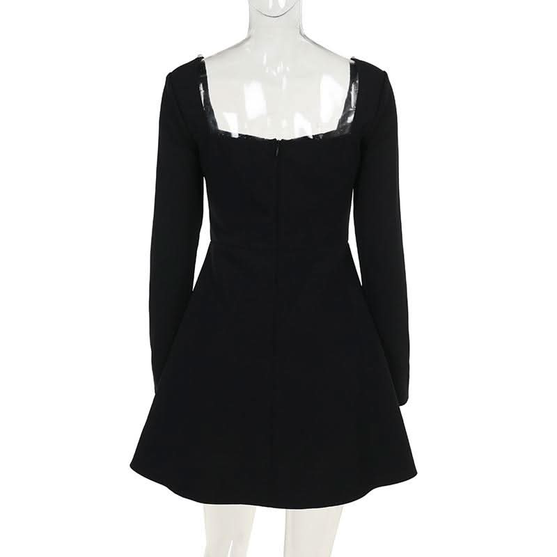 Square neck long sleeve beaded mini dress  | Festival Outfits Women