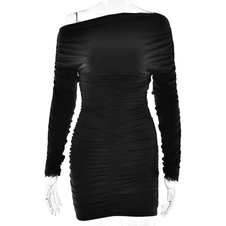 Off shoulder long sleeve ruched mini dress  | Festival Outfits Women