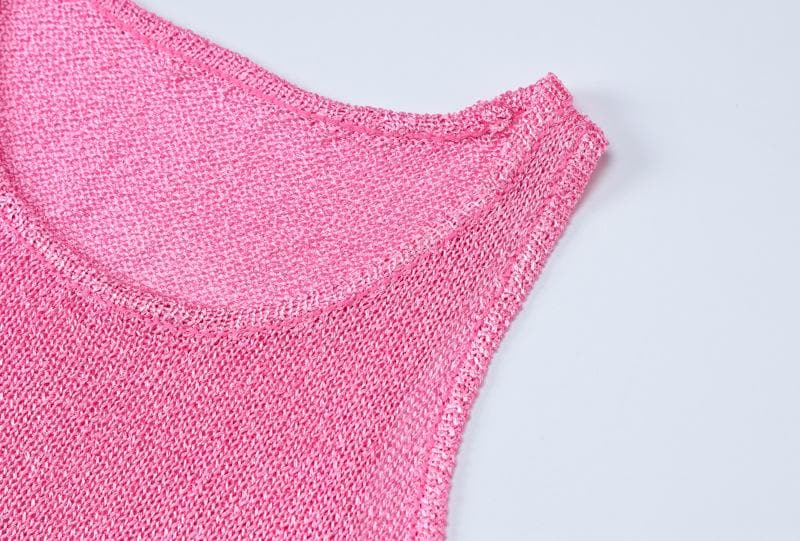 Sleeveless u neck tassels knitted mini dress  | Festival Outfits Women