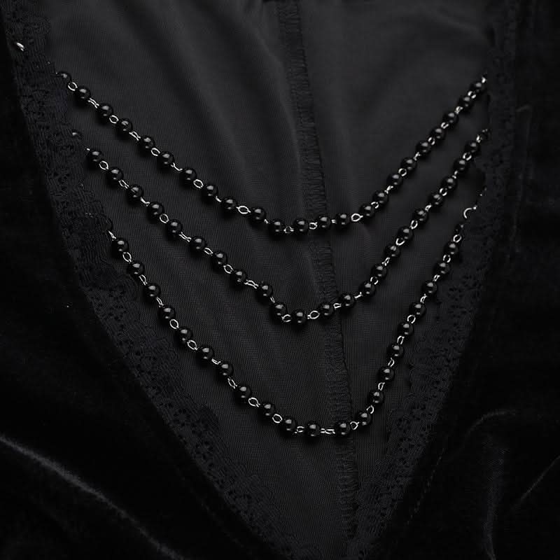 Long flared sleeve lace velvet beaded maxi dress  | Festival Outfits Women