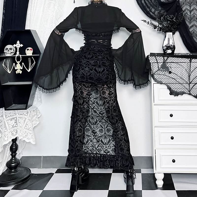 Irregular ruffle ruched print mesh mini skirt  | Festival Outfits Women