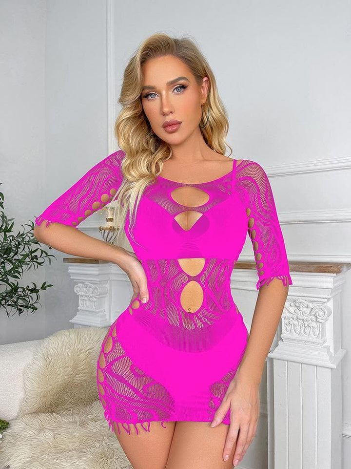 Short sleeve off shoulder hollow out cut out mini dress  | Festival Outfits Women
