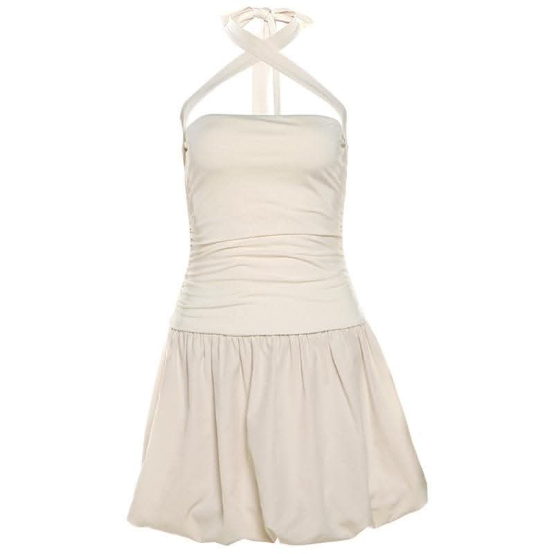 Halter cross front lace up mini dress-final-sale  | Festival Outfits Women