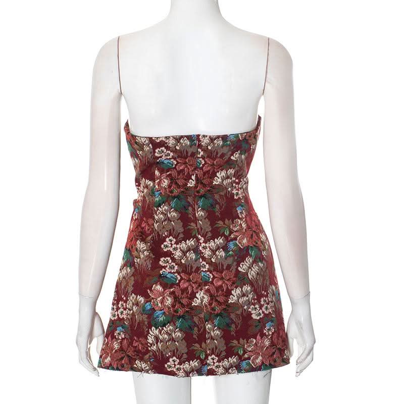 Flower print zip-up button tube mini dress  | Festival Outfits Women